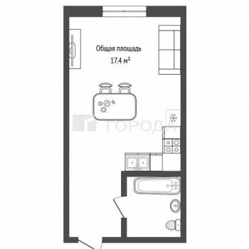 Продается 1-комнатная квартира, 17,4 м²