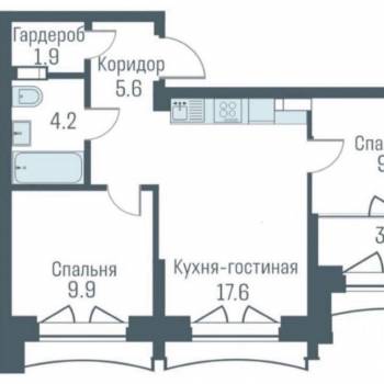 Продается 3-х комнатная квартира, 52,1 м²