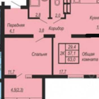Сдается 2-х комнатная квартира, 58 м²