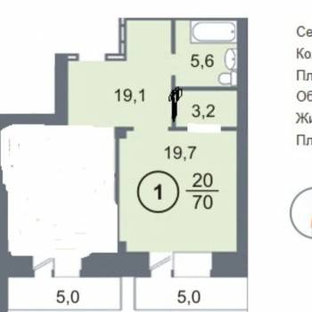 Сдается 1-комнатная квартира, 70 м²
