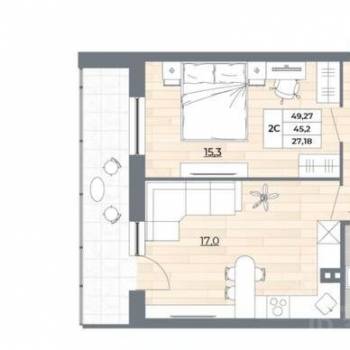 Сдается 2-х комнатная квартира, 45,5 м²