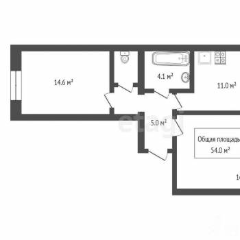 Продается 2-х комнатная квартира, 54 м²