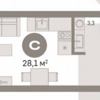 Сдается 1-комнатная квартира, 28,1 м²