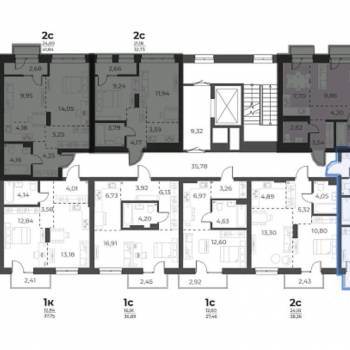 Продается 2-х комнатная квартира, 55,87 м²