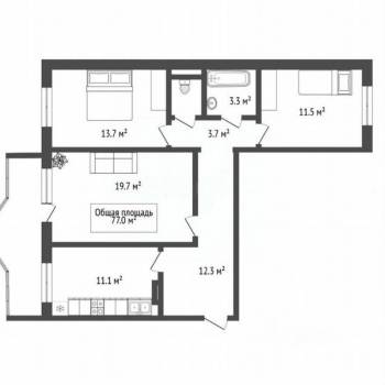 Сдается Многокомнатная квартира, 77 м²