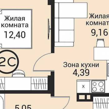 Продается 2-х комнатная квартира, 40,1 м²