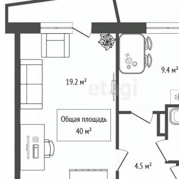Продается 1-комнатная квартира, 38,9 м²