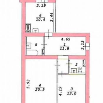 Продается 2-х комнатная квартира, 62,6 м²