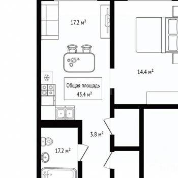 Сдается 2-х комнатная квартира, 43,4 м²