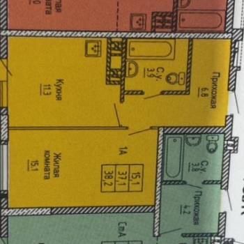 Продается 1-комнатная квартира, 36,8 м²