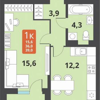 Сдается 1-комнатная квартира, 36 м²