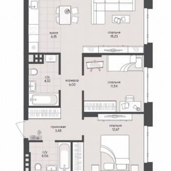 Сдается 2-х комнатная квартира, 62,7 м²