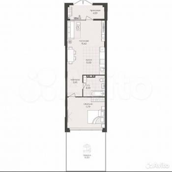 Продается 1-комнатная квартира, 73,2 м²