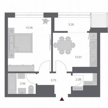 Сдается 1-комнатная квартира, 44 м²