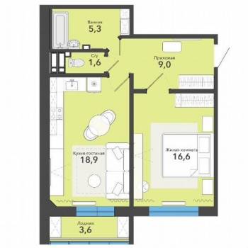 Продается 2-х комнатная квартира, 55 м²