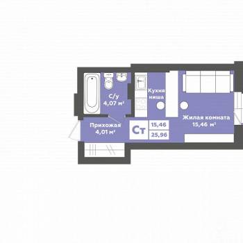 Сдается 1-комнатная квартира, 26,7 м²