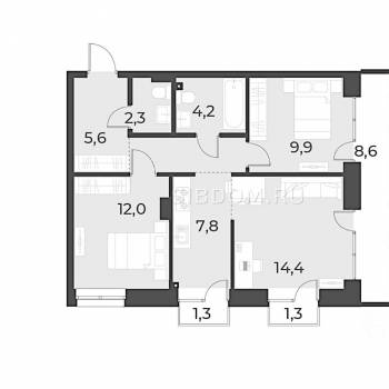 Продается 3-х комнатная квартира, 62,1 м²