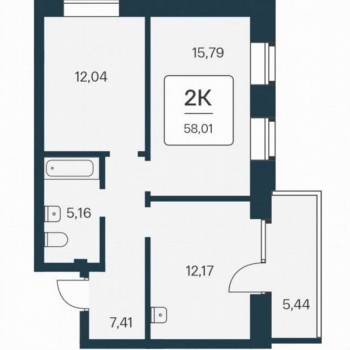 Сдается 2-х комнатная квартира, 52 м²