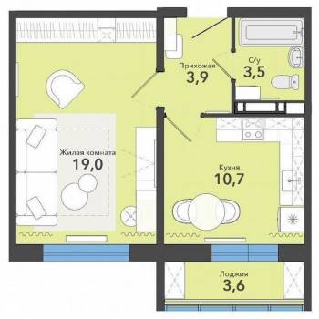 Сдается 1-комнатная квартира, 36,7 м²