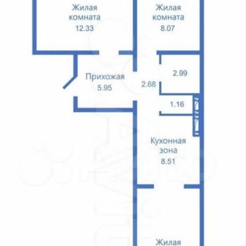 Продается 3-х комнатная квартира, 59 м²