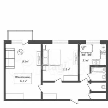 Продается 2-х комнатная квартира, 40,9 м²