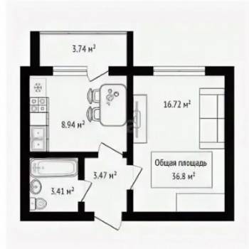 Сдается 1-комнатная квартира, 42 м²