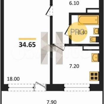 Сдается 1-комнатная квартира, 34,6 м²