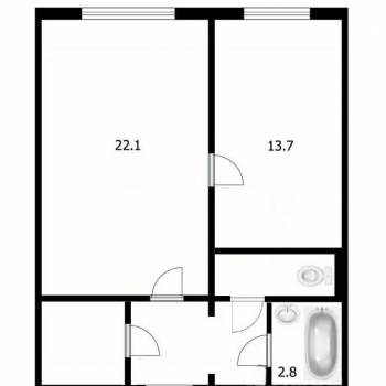 Продается 1-комнатная квартира, 48,2 м²