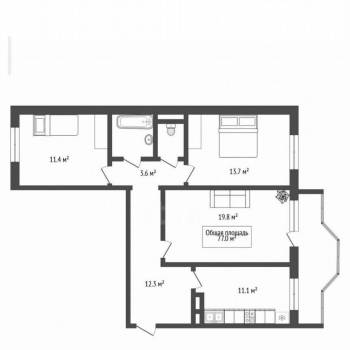 Продается 3-х комнатная квартира, 77,2 м²