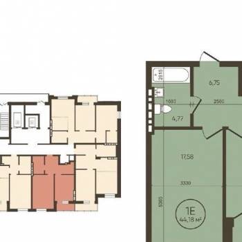 Сдается 1-комнатная квартира, 44,1 м²