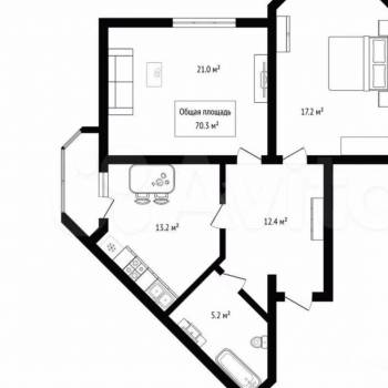 Сдается 2-х комнатная квартира, 70,3 м²