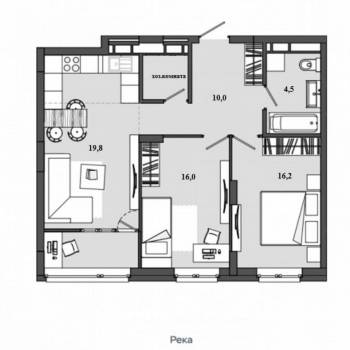 Сдается 2-х комнатная квартира, 67 м²