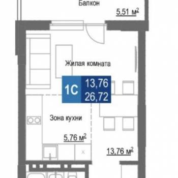 Продается 1-комнатная квартира, 35 м²