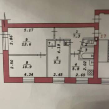 Продается 3-х комнатная квартира, 51 м²