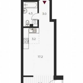 Продается 1-комнатная квартира, 32,2 м²