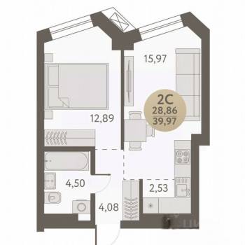 Продается 2-х комнатная квартира, 40 м²