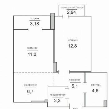Продается 2-х комнатная квартира, 45,6 м²