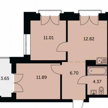 Продается 2-х комнатная квартира, 51,4 м²