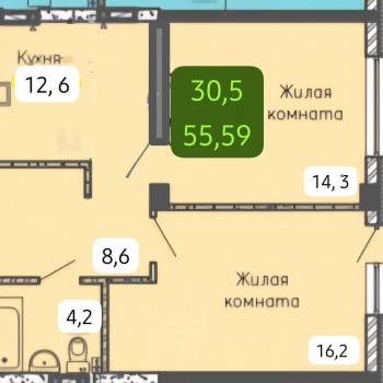 Сдается 2-х комнатная квартира, 55 м²