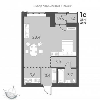 Продается 2-х комнатная квартира, 43 м²