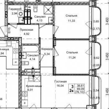 Продается 2-х комнатная квартира, 66 м²