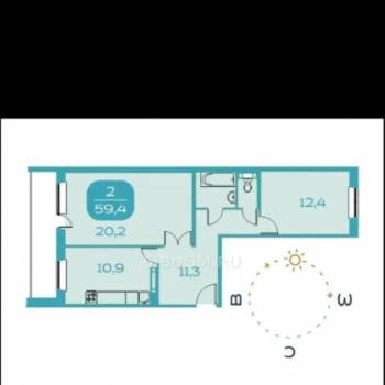 Сдается 2-х комнатная квартира, 60 м²