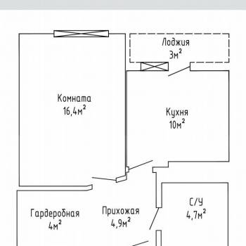Продается 1-комнатная квартира, 41,4 м²