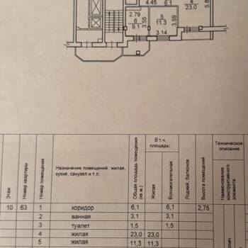 Продается 2-х комнатная квартира, 61,5 м²