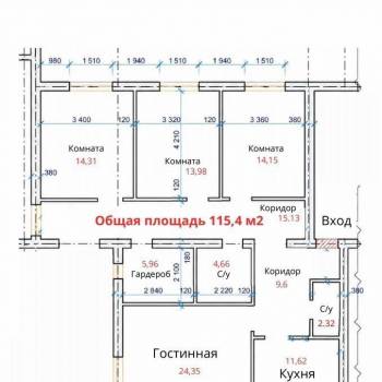 Продается Многокомнатная квартира, 115 м²