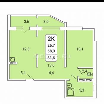 Продается 2-х комнатная квартира, 61 м²