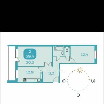 Сдается 2-х комнатная квартира, 60 м²