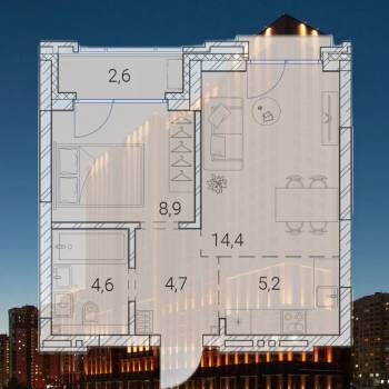 Продается 2-х комнатная квартира, 40 м²