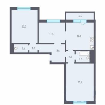 Продается 3-х комнатная квартира, 89,8 м²