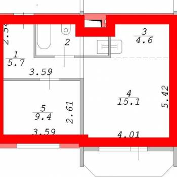 Продается 2-х комнатная квартира, 40 м²